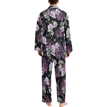 Lilac Pattern Print Design LI04 Men's Long Sleeve Pajama Set