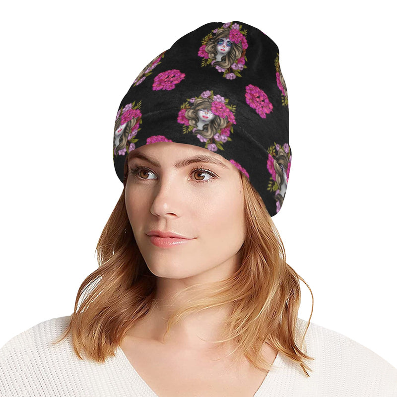 Day of the Dead Makeup Girl Unisex Beanie