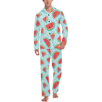 Watermelon Pattern Print Design WM03 Men's Long Sleeve Pajama Set