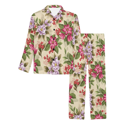 Summer Floral Pattern Print Design SF08 Men's Long Sleeve Pajama Set