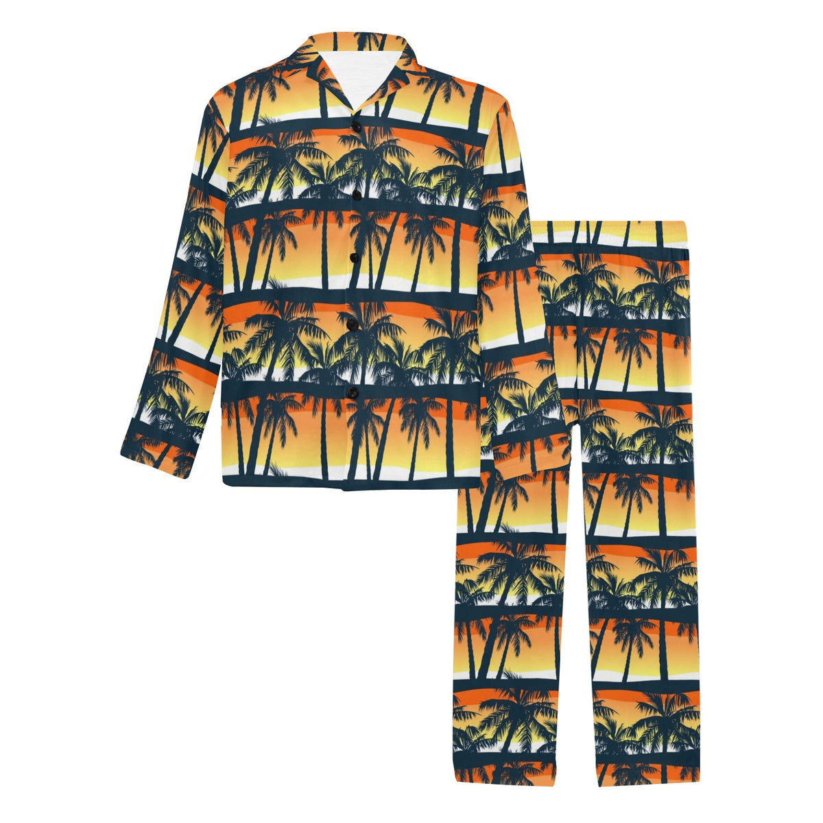 Palm Tree Pattern Print Design PT011 Men's Long Sleeve Pajama Set