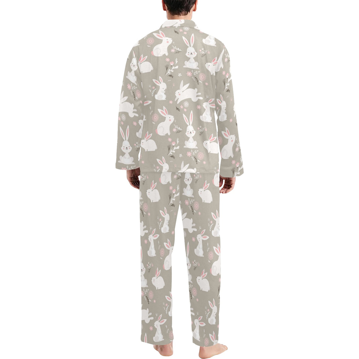 Rabbit Pattern Print Design RB03 Men's Long Sleeve Pajama Set