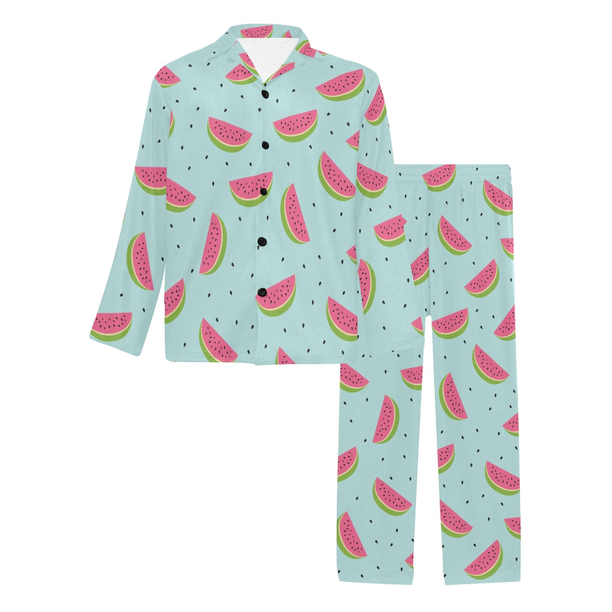 Watermelon Pattern Print Design WM06 Men's Long Sleeve Pajama Set