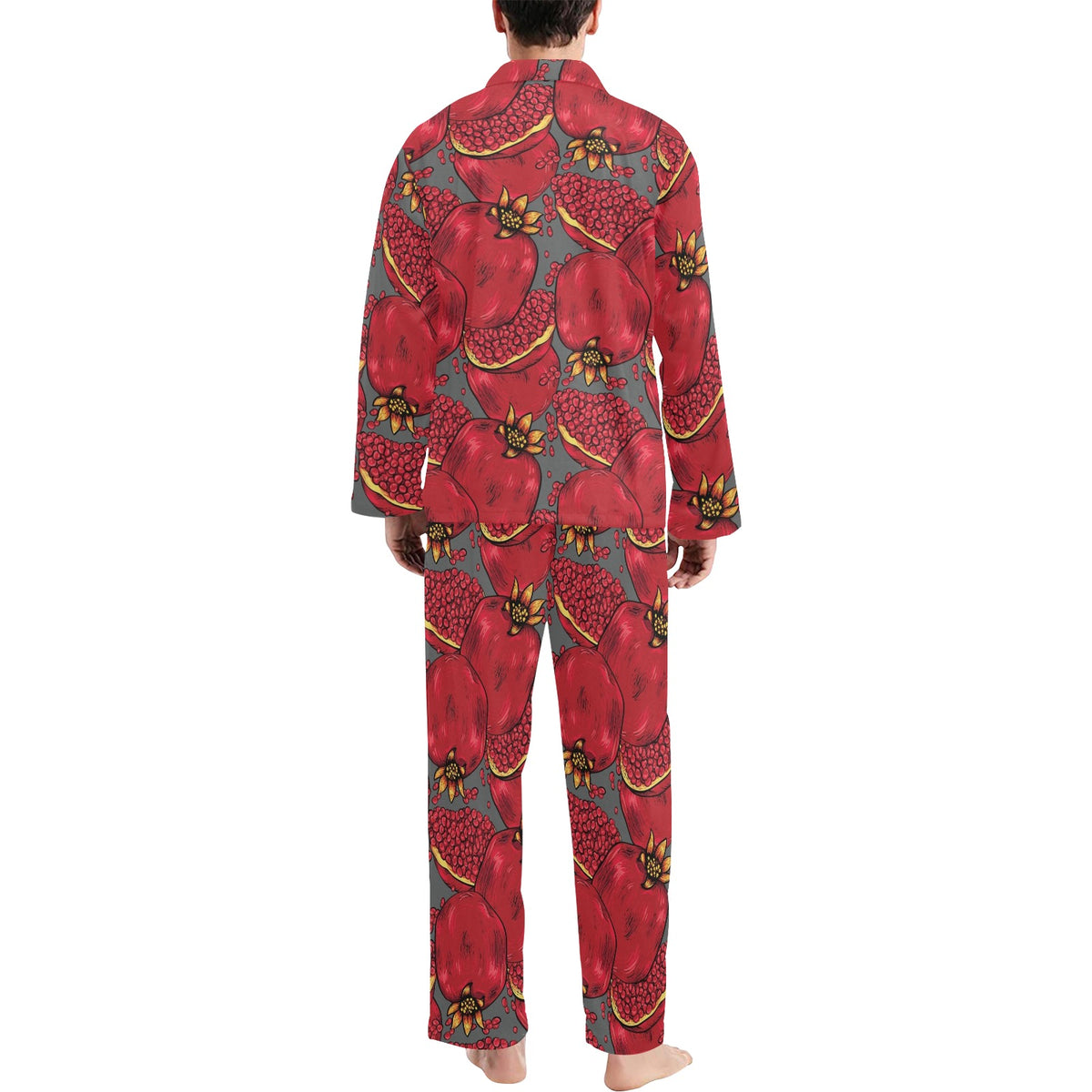 Pomegranate Pattern Print Design PG05 Men's Long Sleeve Pajama Set
