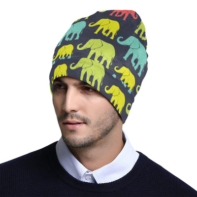 Elephant Neon Color Print Pattern Unisex Beanie