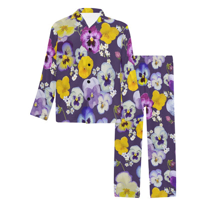 Pansy Pattern Print Design PS02 Men's Long Sleeve Pajama Set