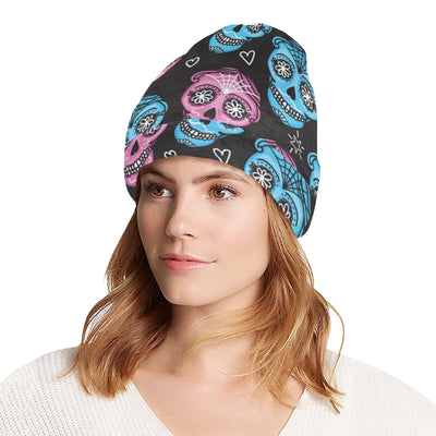 Day of the Dead Skull Print Pattern Unisex Beanie