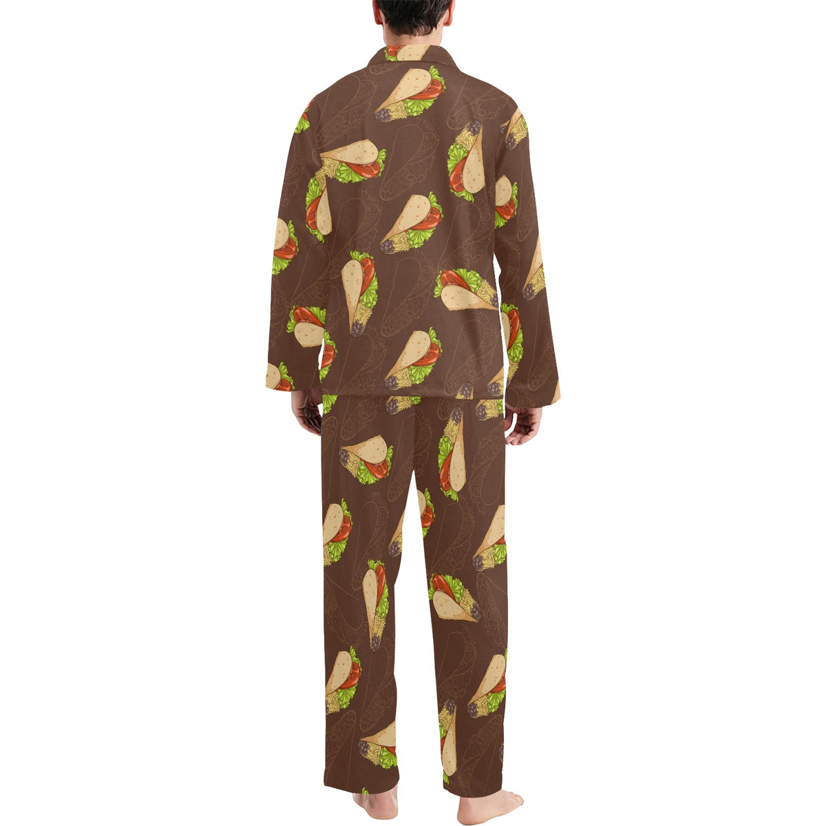 Taco Pattern Print Design TC08 Men's Long Sleeve Pajama Set