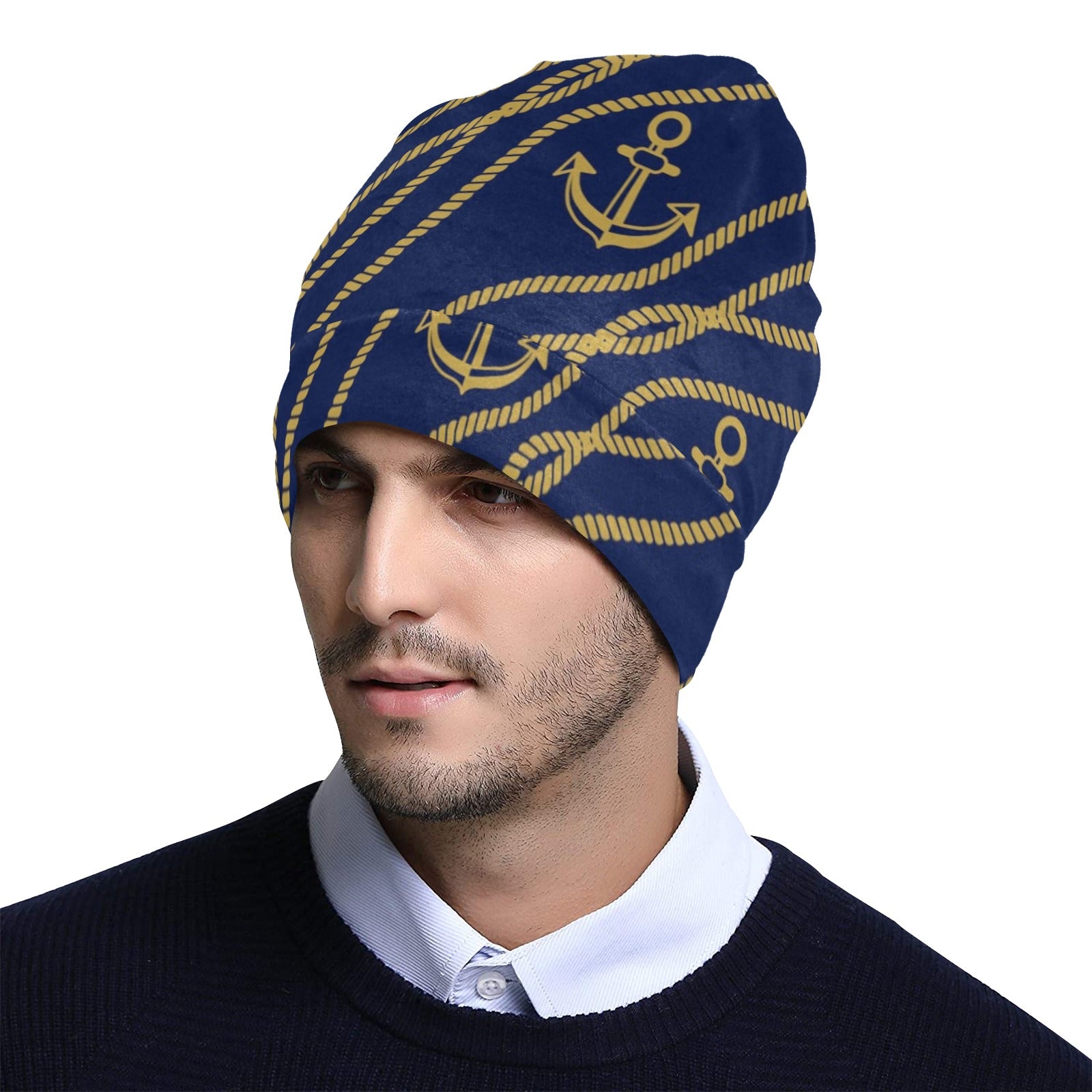 Nautical Anchor Rope Pattern Unisex Beanie