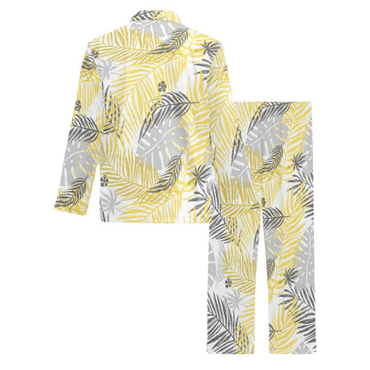 Palm Leaves Pattern Print Design PL012 Men's Long Sleeve Pajama Set