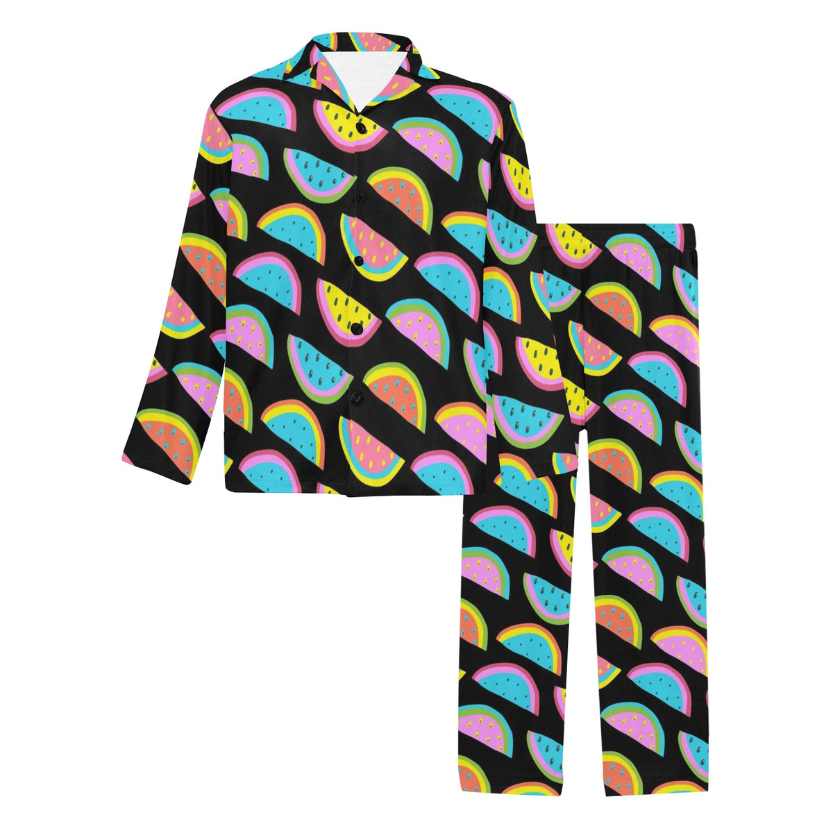Watermelon Pattern Print Design WM08 Men's Long Sleeve Pajama Set
