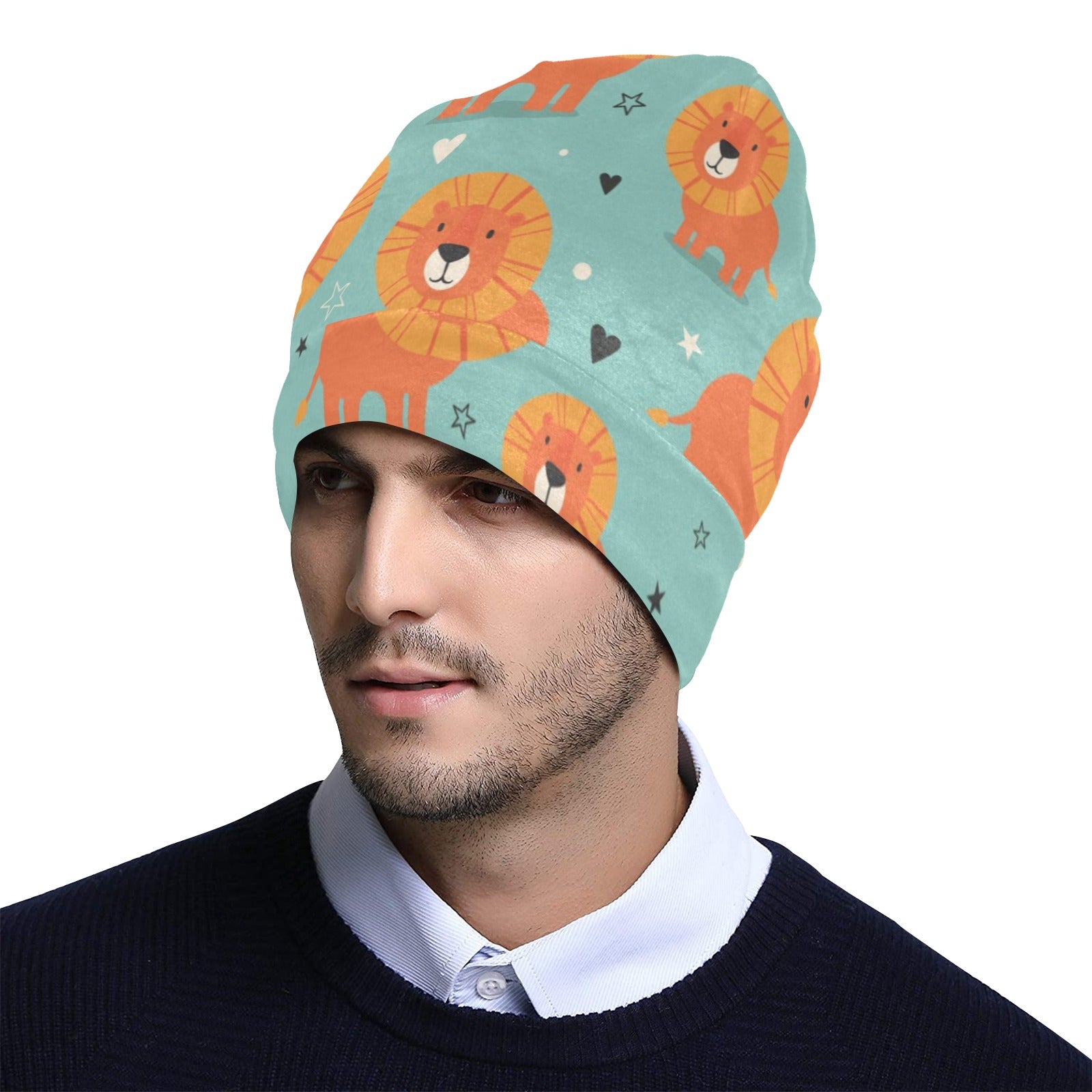 Lion Baby Pattern Print Design 03 Unisex Beanie