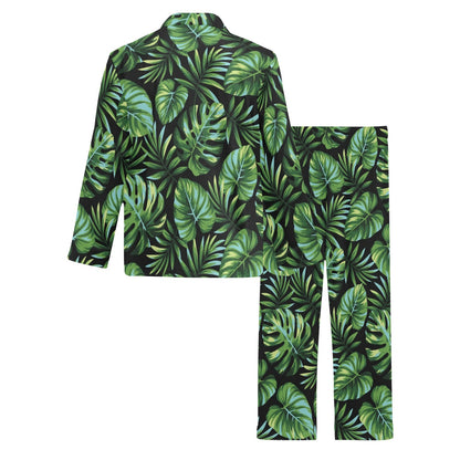Palm Leaves Pattern Print Design PL013 Men's Long Sleeve Pajama Set