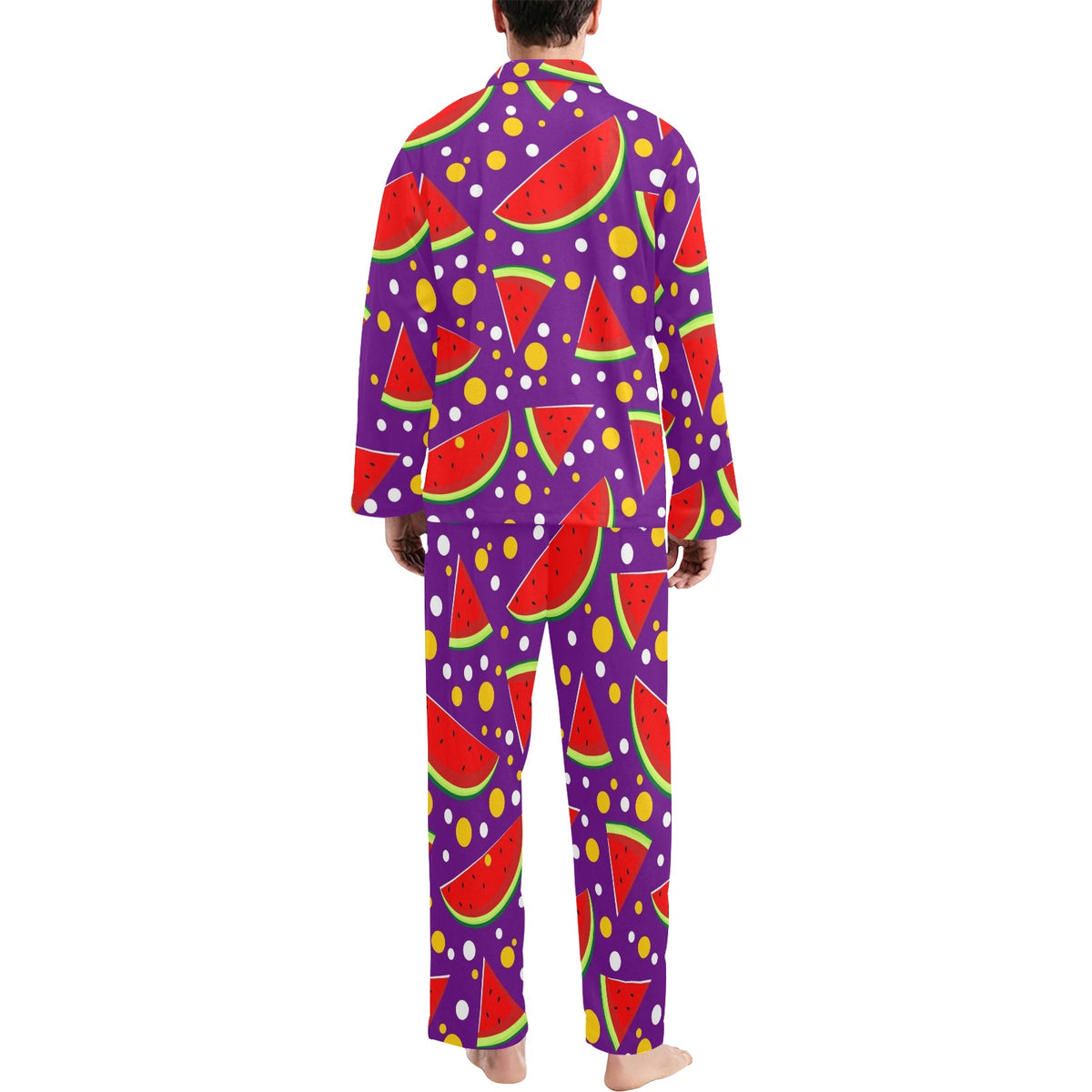 Watermelon Pattern Print Design WM010 Men's Long Sleeve Pajama Set