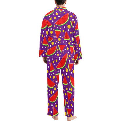 Watermelon Pattern Print Design WM010 Men's Long Sleeve Pajama Set
