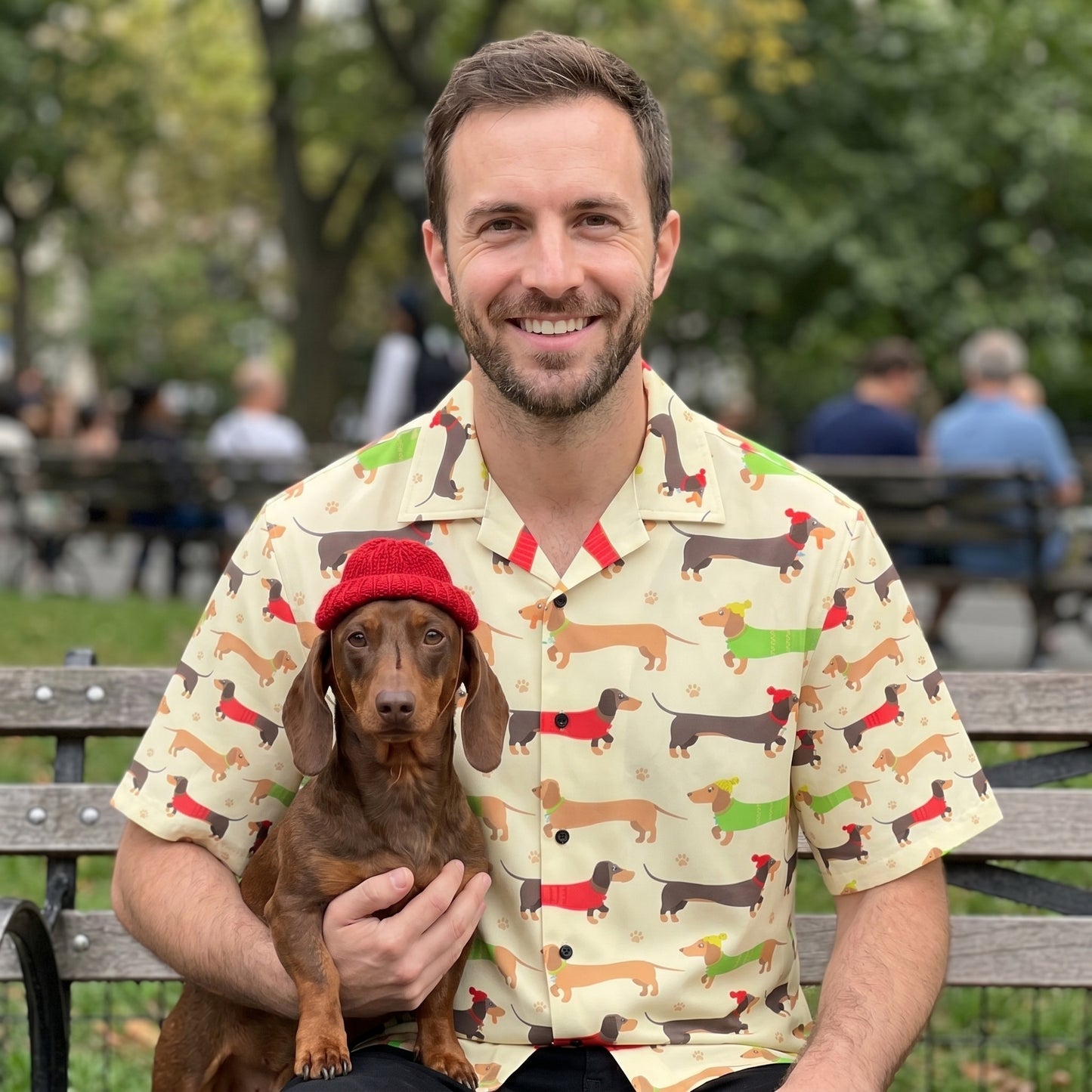Dachshund Pattern Print Design 06 Men's Hawaiian Shirt
