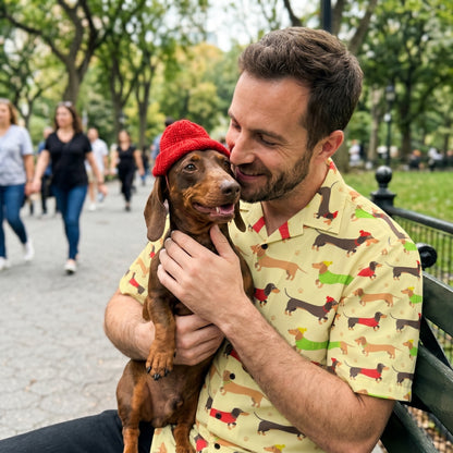 Dachshund Pattern Print Design 06 Men's Hawaiian Shirt
