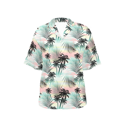 Palm Tree Pattern Print Design A03 Women's Hawaiian Shirt