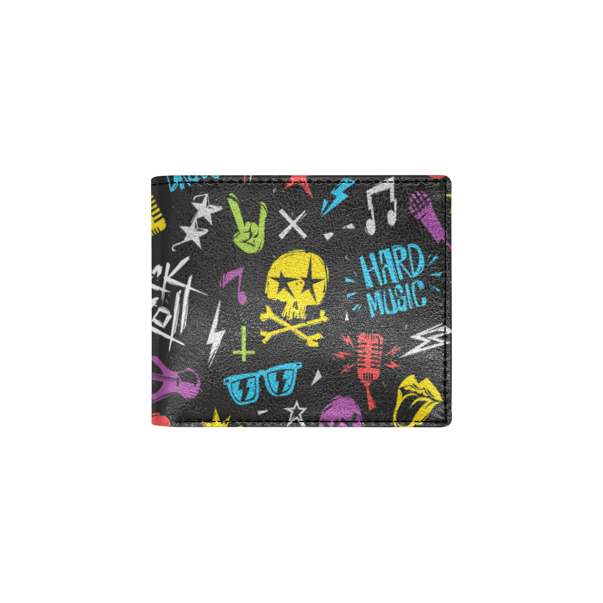 Rock and Roll Pattern Print Design A02 Men's ID Card Wallet
