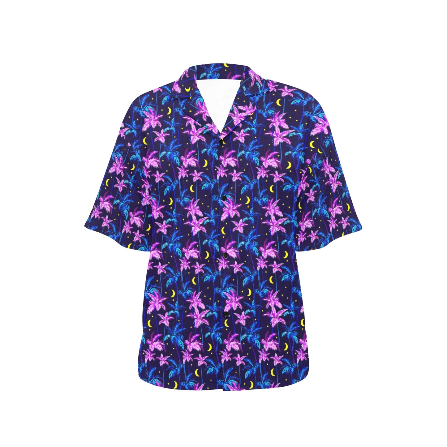 Palm Tree Night Scene Design Print Women's Hawaiian Shirt