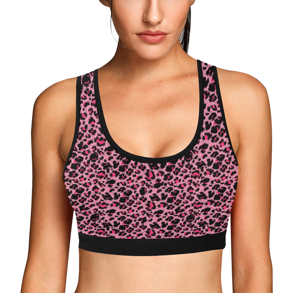 Cheetah Pink Pattern Print Design 01 Sports Bra