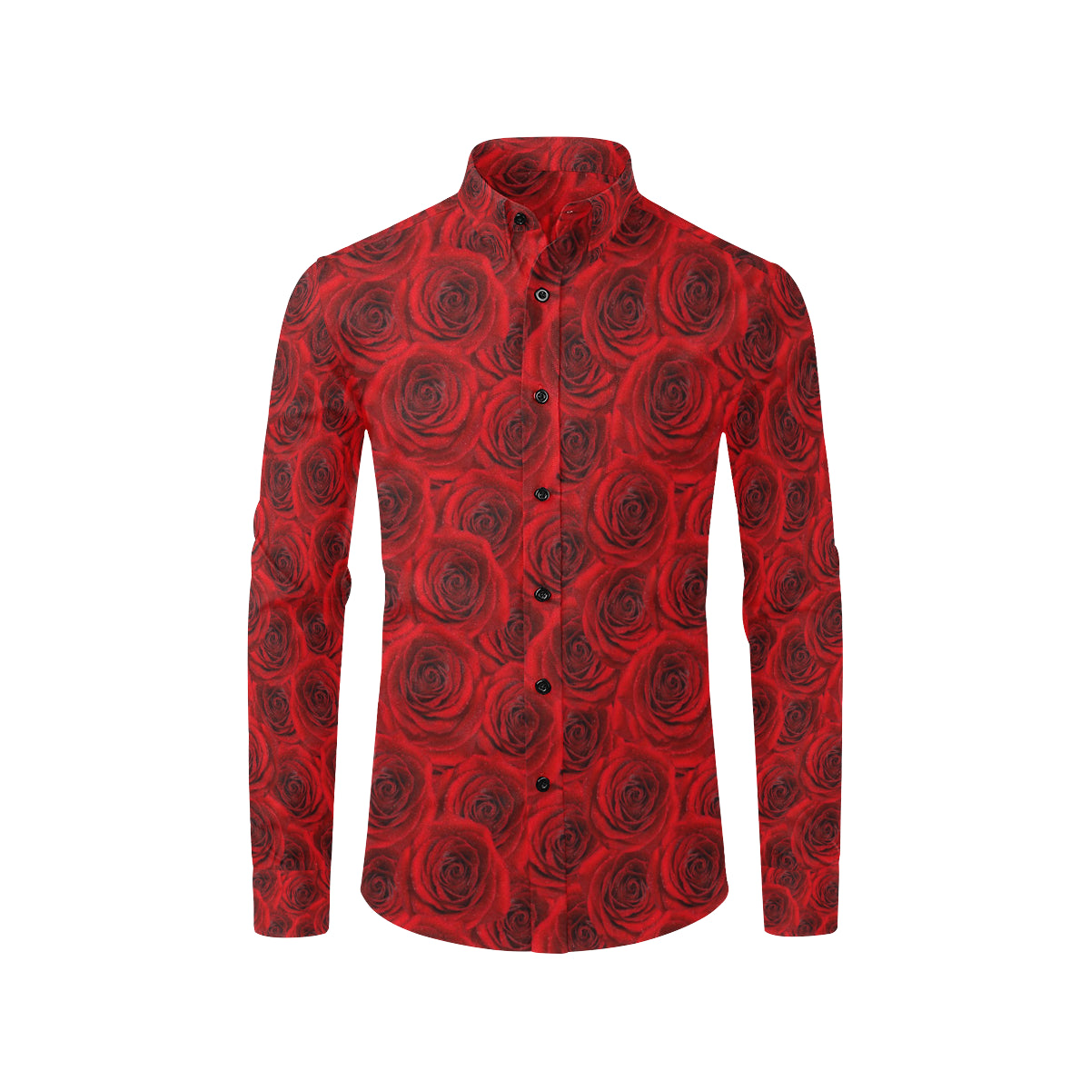 Rose Red Pattern Print Design RO04 Men's Long Sleeve Shirt