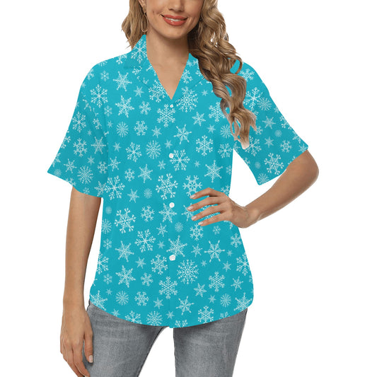 Snowflake Print Design LKS304 Women's Hawaiian Shirt