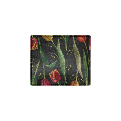 Tulip Embroidered Pattern Print Design TP01 Men's ID Card Wallet