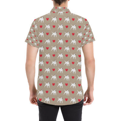 Bull Terriers Pattern Print Design 01 Men's Short Sleeve Button Up Shirt