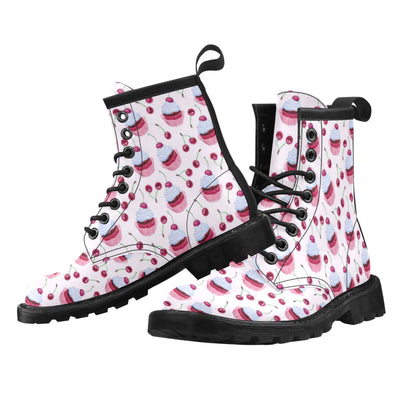 Cherry Cupcake Pink Pattern Women's Boots