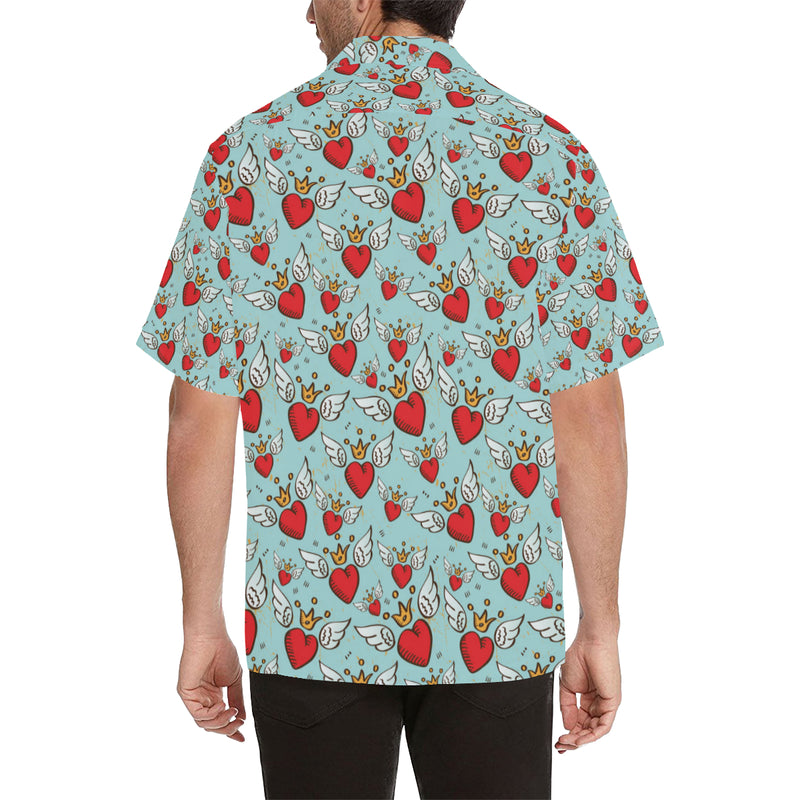 Angel Wings Heart Pattern Print Design 02 Men's Hawaiian Shirt