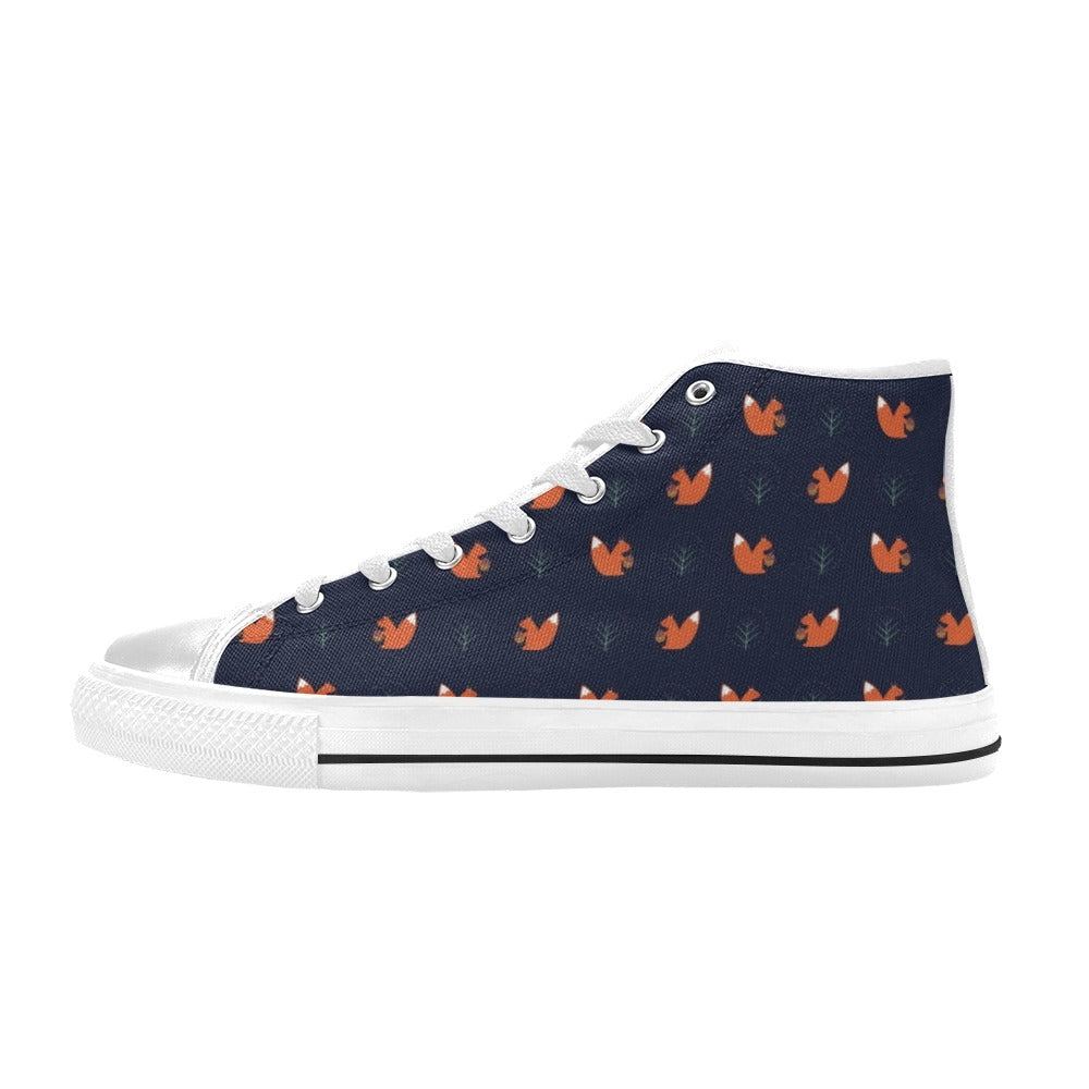 Squirrel Print Design LKS303 High Top Women's White Shoes