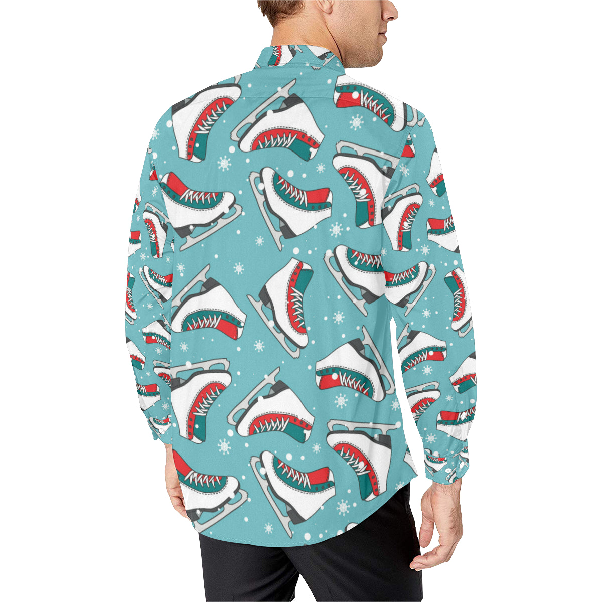 Ice Skate Pattern Print Design 03 Men's Long Sleeve Shirt