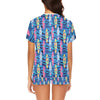 Surfboard Print Design LKS304 Women's Short Pajama Set