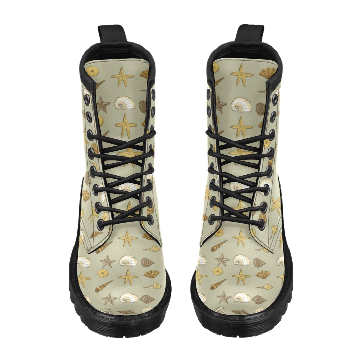 Seashell Beach Print Design LKS303 Women's Boots