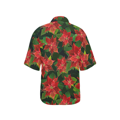 Poinsettia Pattern Print Design POT04 Women's Hawaiian Shirt