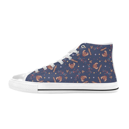 Taurus Print Design LKS304 High Top Women's White Shoes