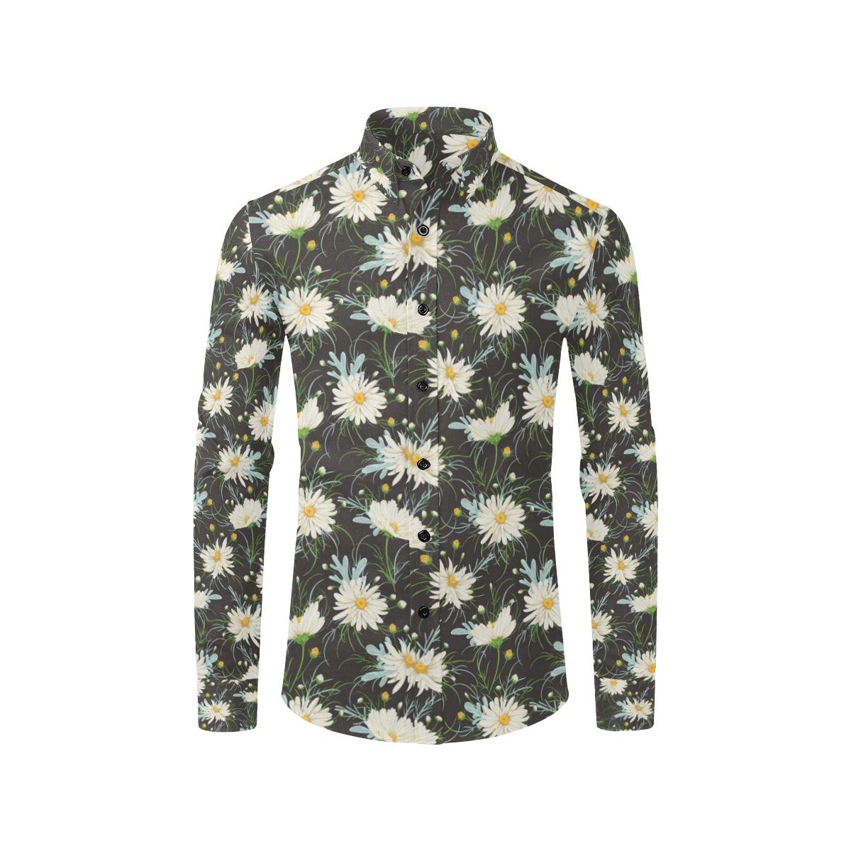 Daisy Pattern Print Design DS08 Men's Long Sleeve Shirt