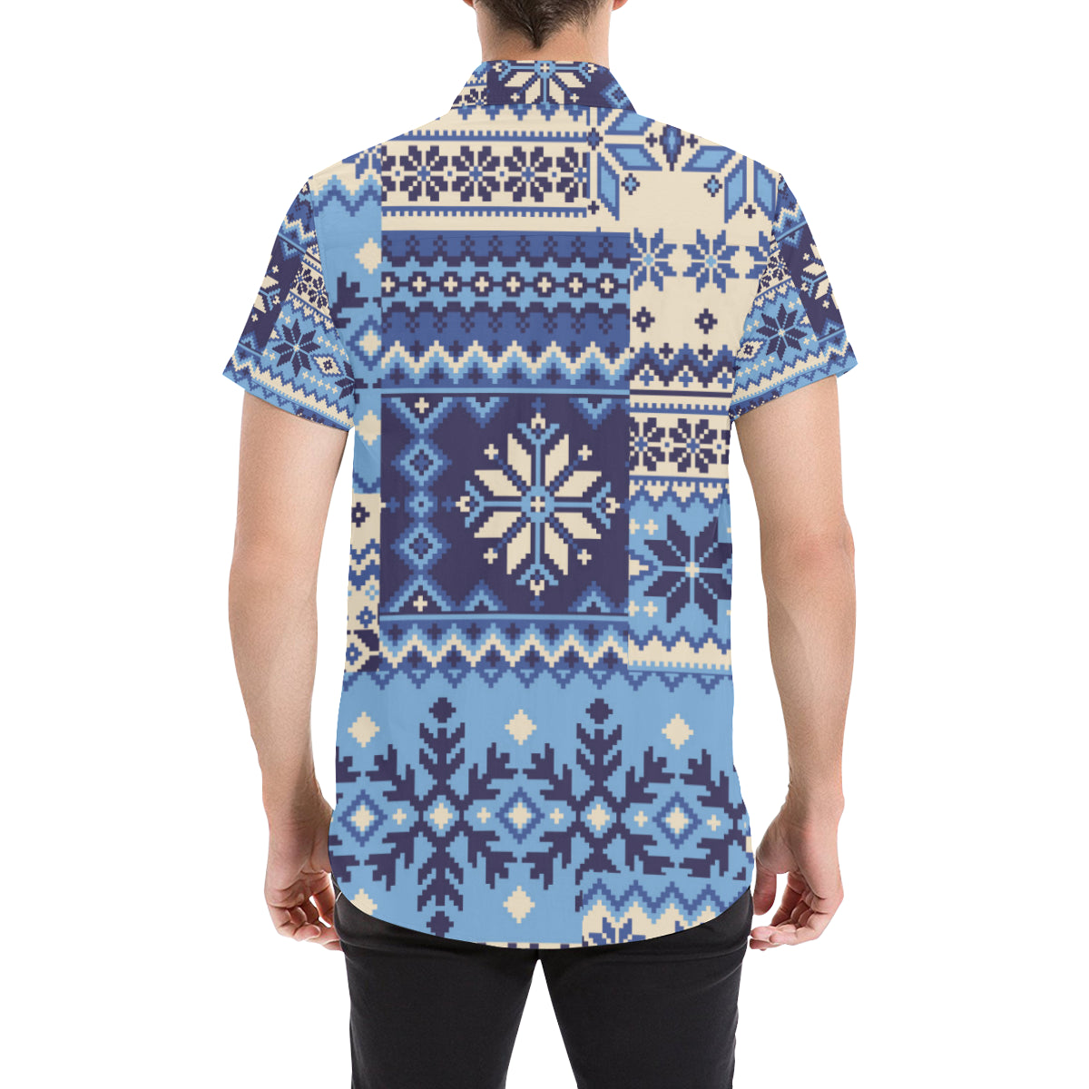Nordic Pattern Print Design A04 Men's Short Sleeve Button Up Shirt