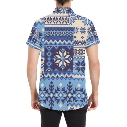 Nordic Pattern Print Design A04 Men's Short Sleeve Button Up Shirt