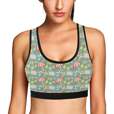 Beach Scene Pattern Print Design 02 Sports Bra