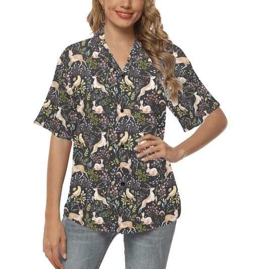 Deer Floral Jungle Women's Hawaiian Shirt