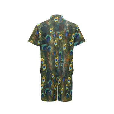 Peacock Feather Pattern Print Design A03 Men's Romper