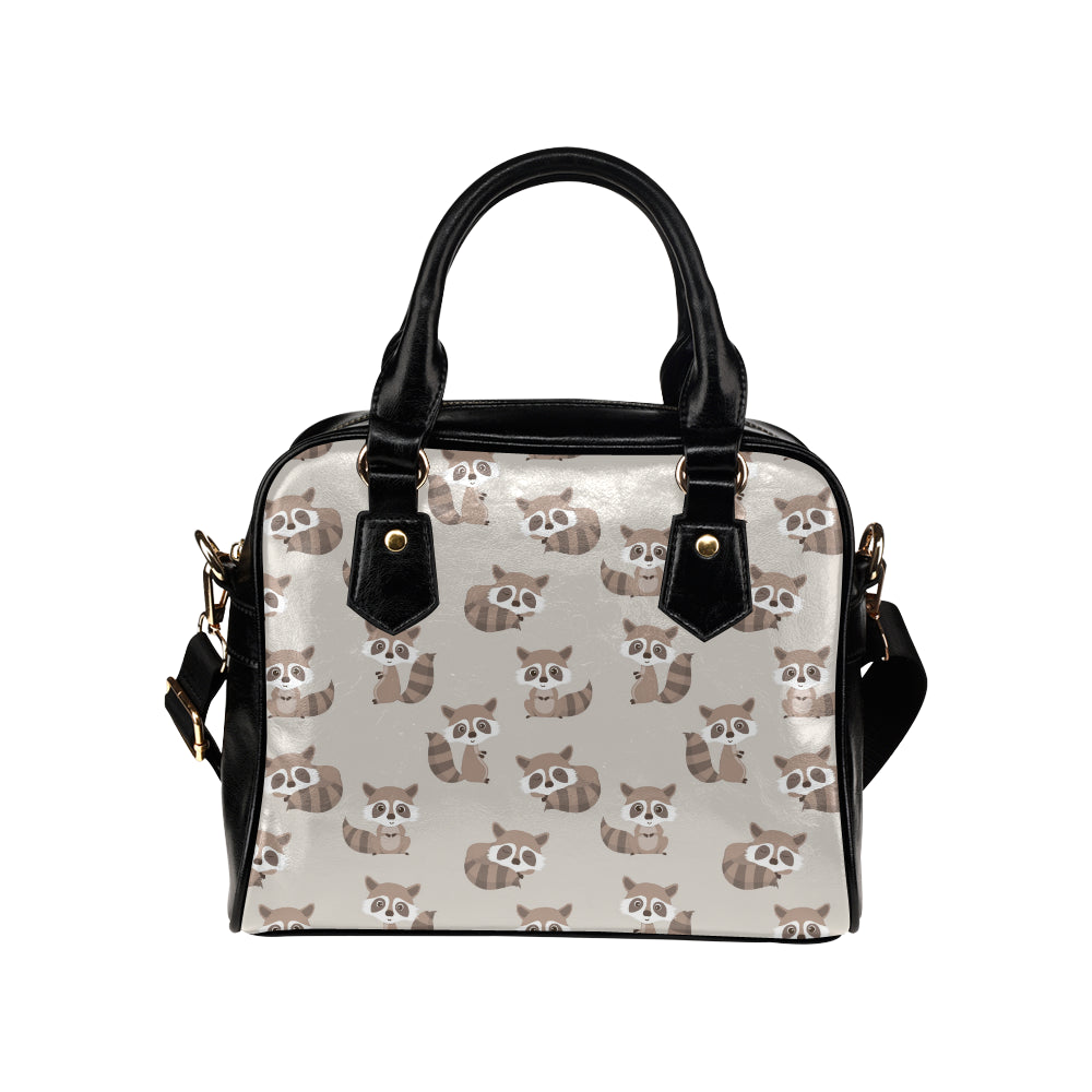 Raccoon Pattern Print Design A05 Shoulder Handbag