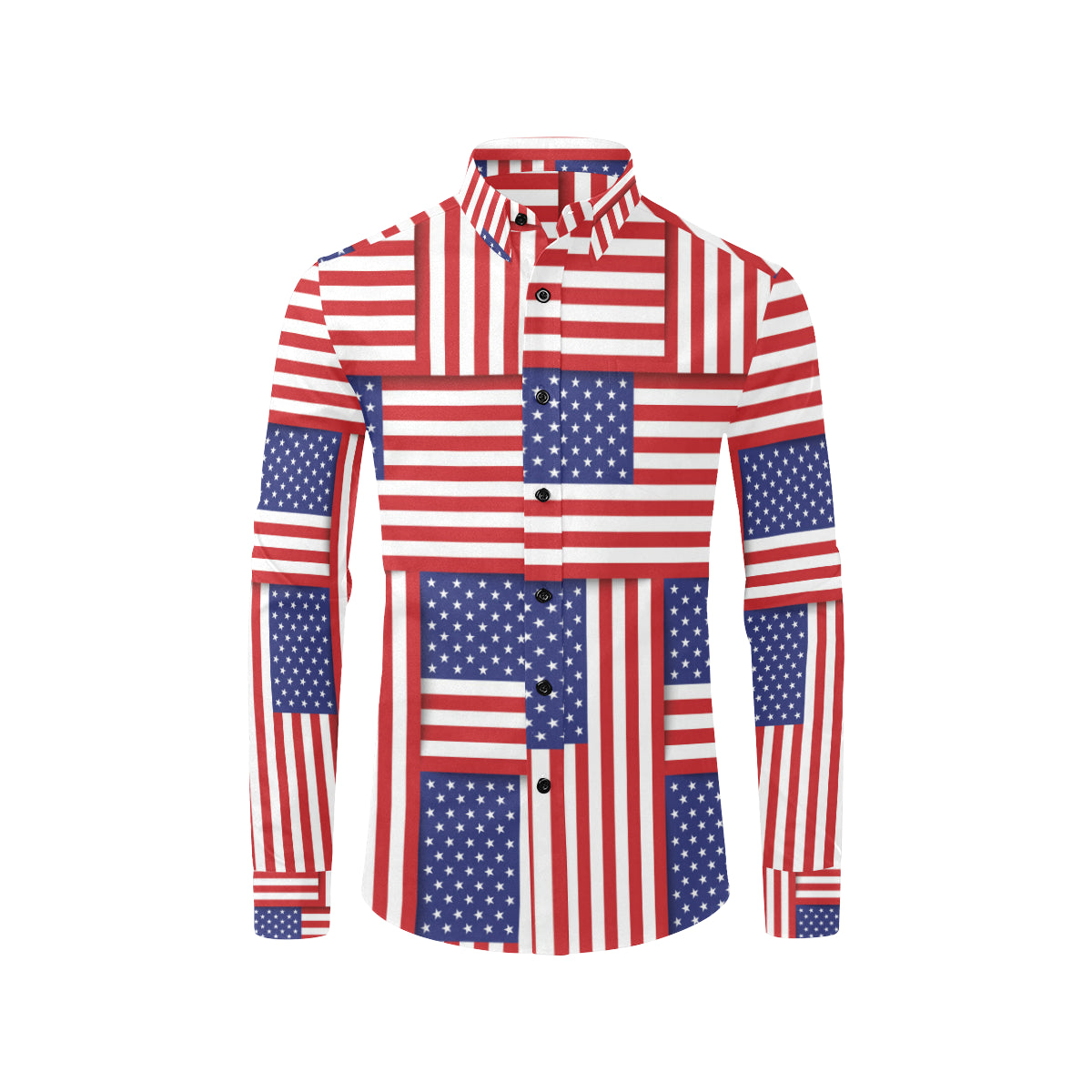 Patriotic US Flag Pattern Print Design A01 Men's Long Sleeve Shirt