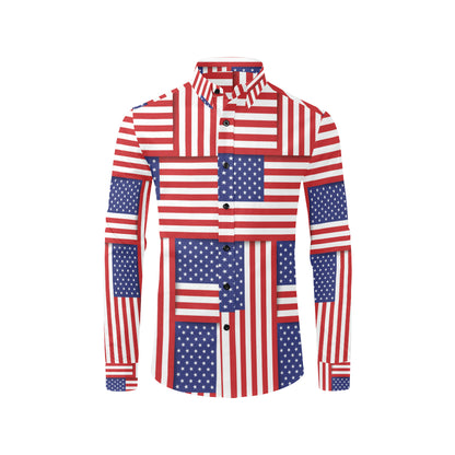 Patriotic US Flag Pattern Print Design A01 Men's Long Sleeve Shirt