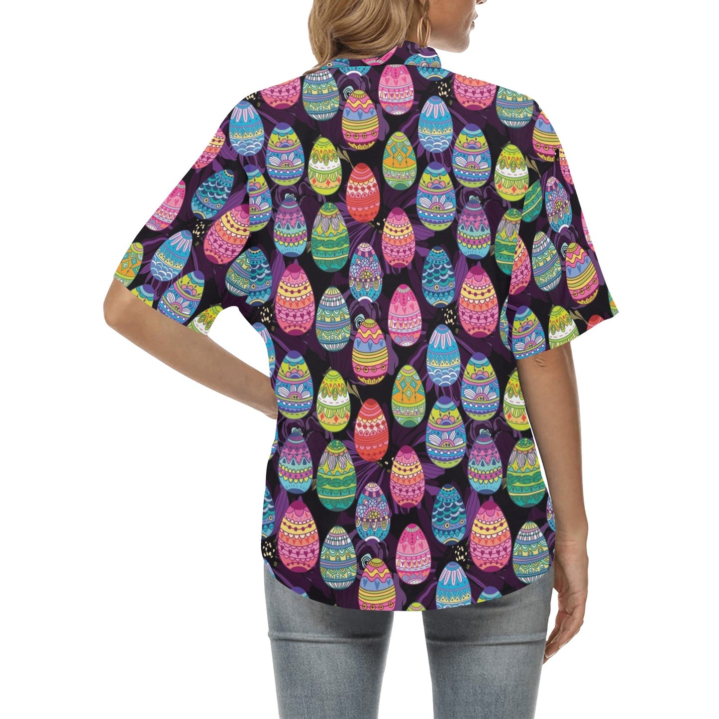 Easter Eggs Pattern Print Design RB08 Women's Hawaiian Shirt