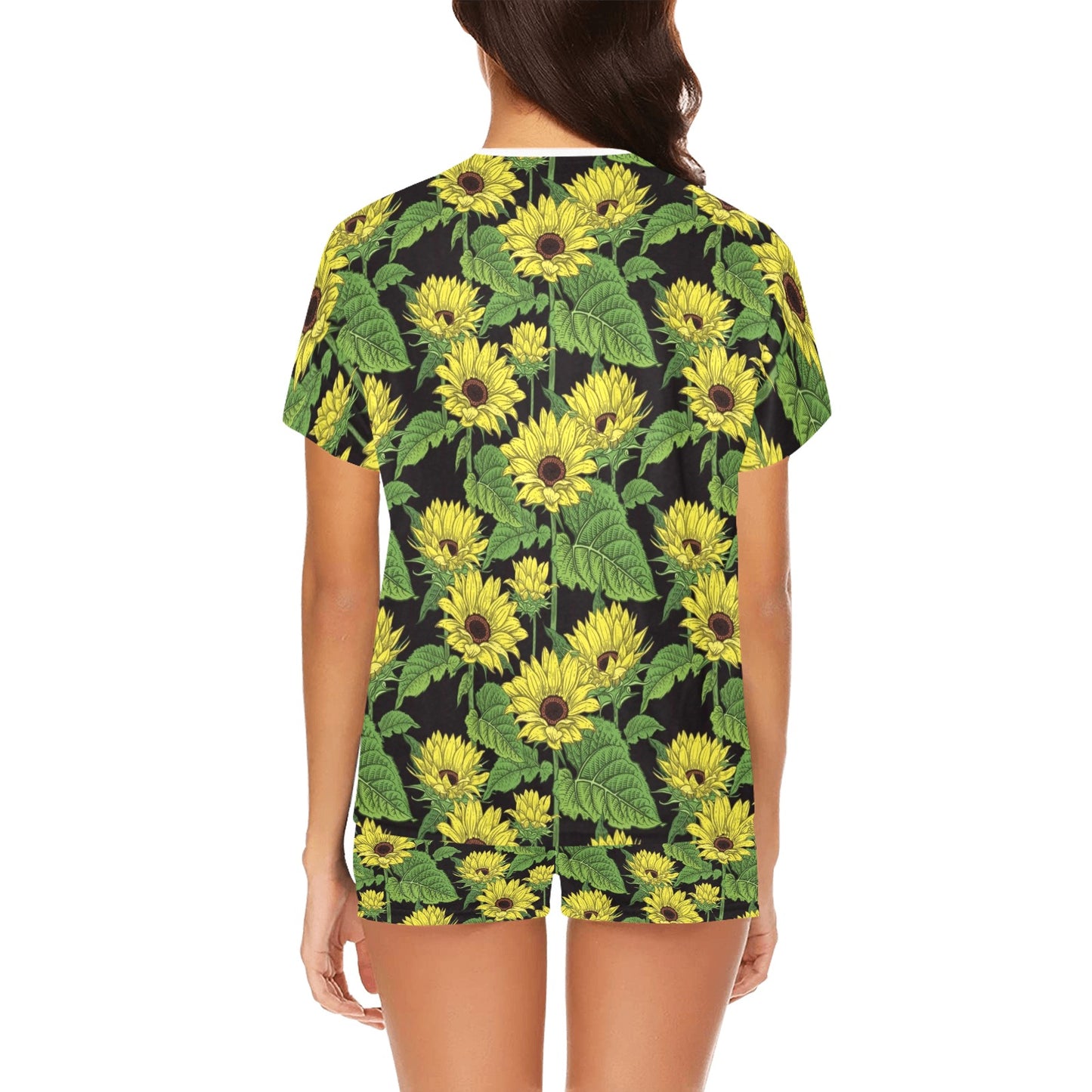 Sunflower Print Design LKS3010 Women's Short Pajama Set