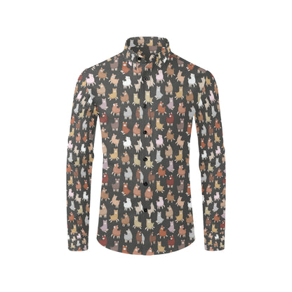 Alpaca Cute Design Themed Print Men's Long Sleeve Shirt