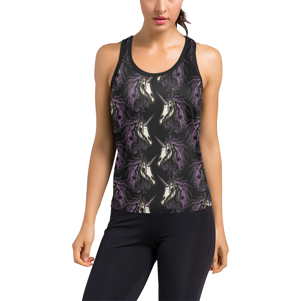 Unicorn Skull head Women's Racerback Tank Top